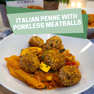 Italian Penne with Porkless Meatballs
