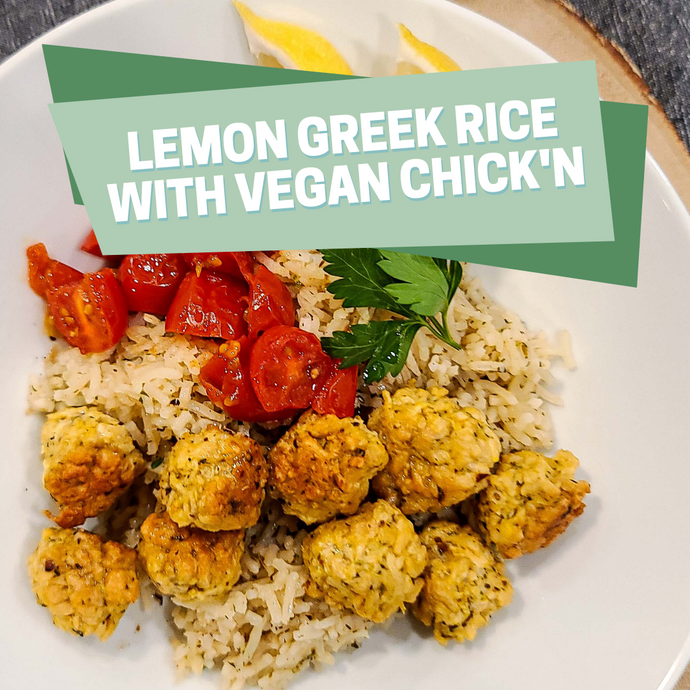 Lemon Greek Rice with Plant-Based Chick'n
