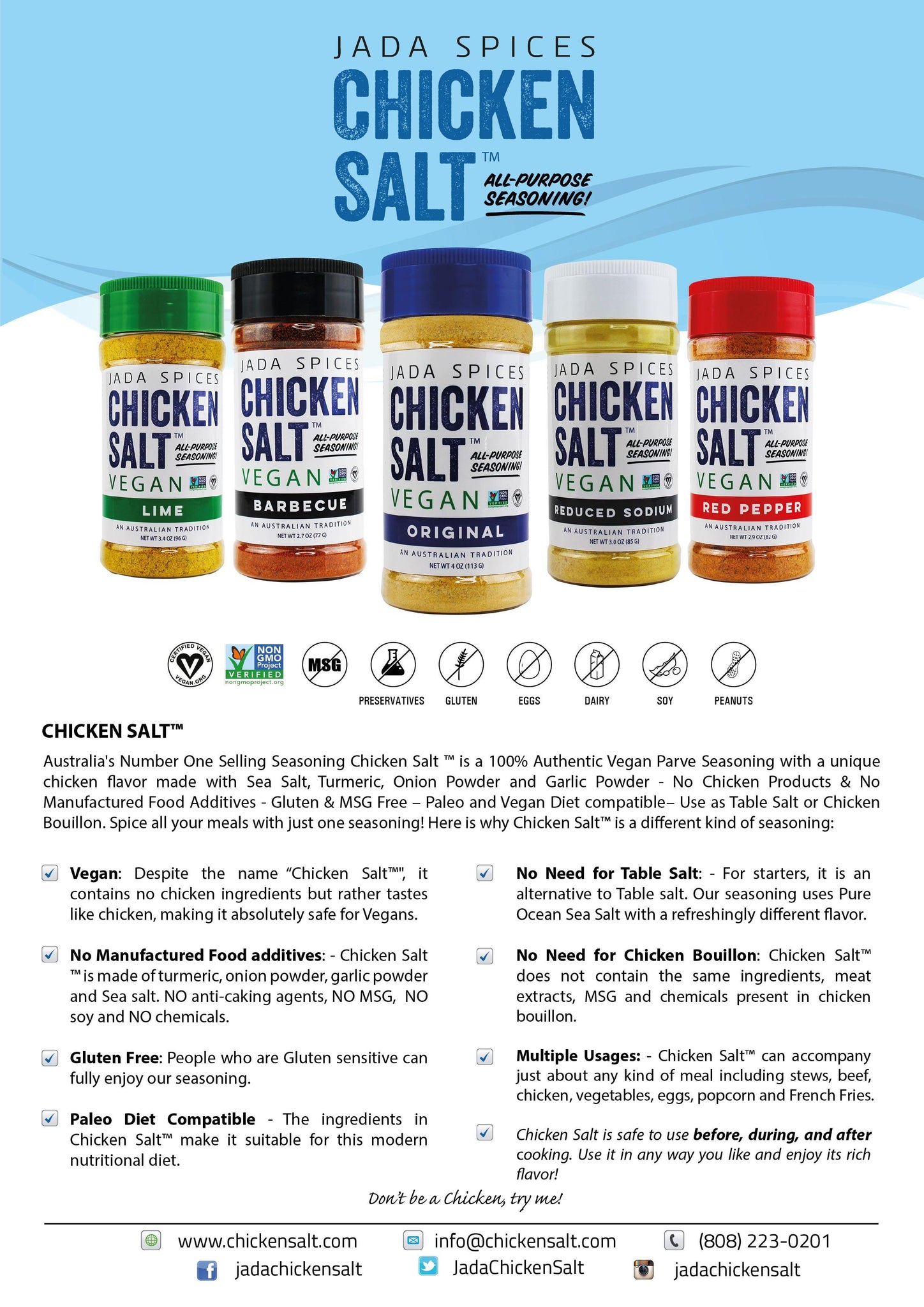 jada spices plant based chicken Chicken Salt Red Pepper Flavor