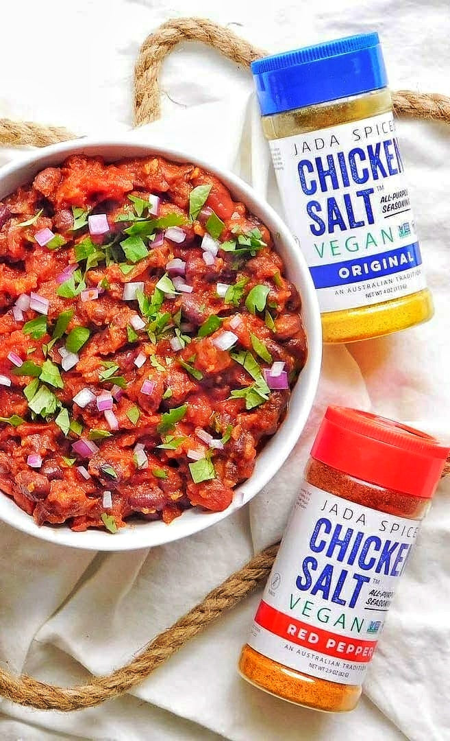 jada spices plant based chicken Chicken Salt Original and Red Pepper Flavor