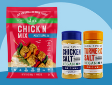 Plant-Based Mediterranean Chick'n Mix, Original Chicken Salt & Turmeric Salt
