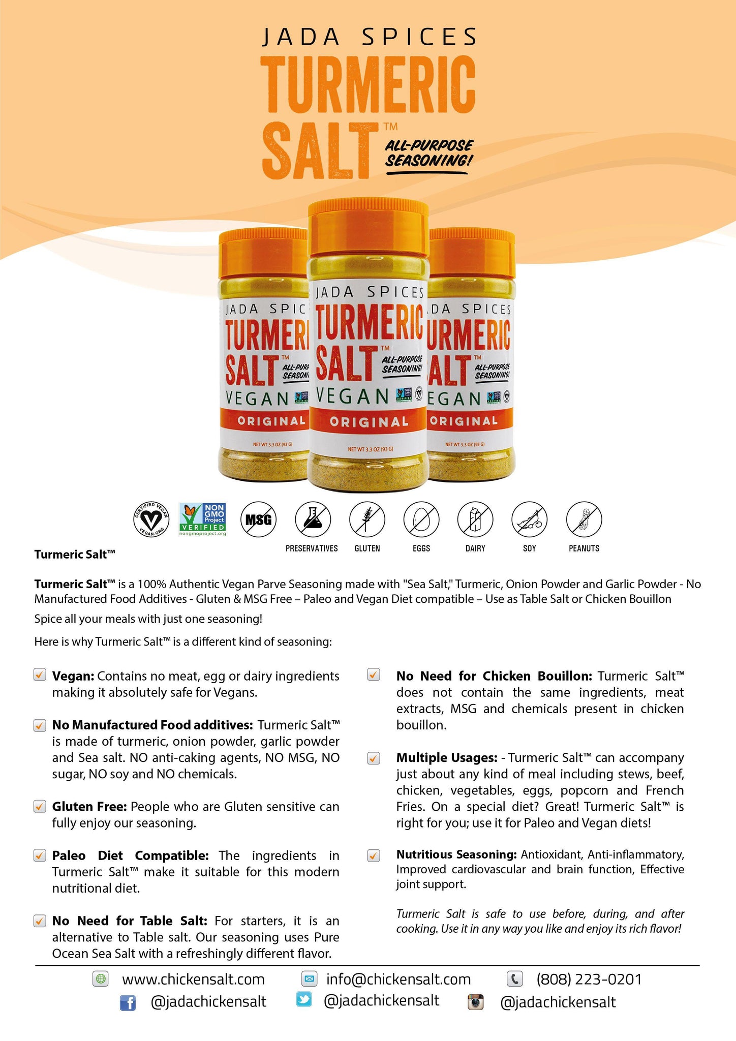 Zilch. Nada. None. No Salt Turmeric Seasoning 1.9 oz Glass Jar